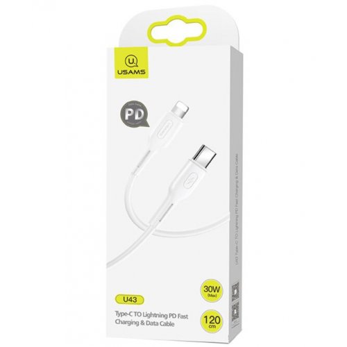 

Usams U43 PD Fast Charging USB Type-C to Lightning 2.4A 30W 1.2m Data/Charge White