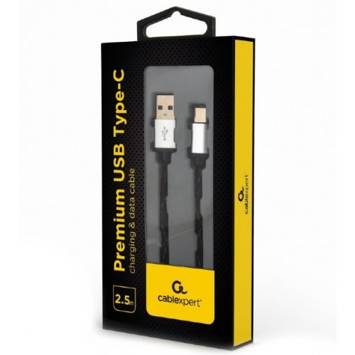 Photo Cablexpert USB 2.0 to USB Type-C 2.4A 2.5m Charge/Sync (CCP-USB2-AMCM-2.5M) Black