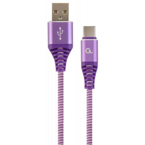 Купить USB Кабель Cablexpert USB 2.0 to USB Type-C 2.1A 1m Cotton braided Charge/Sync (CC-USB2B-AMCM-1M-PW) Purple/White - цена в Харькове, Киеве, Днепре, Одессе
в интернет-магазине Telemart фото