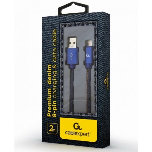 USB Кабель Cablexpert USB 2.0 to Lightning 2.1A 2m Premium Denim (CC-USB2J-AMLM-2M-BL) Blue купити в Україні | Telemart фото