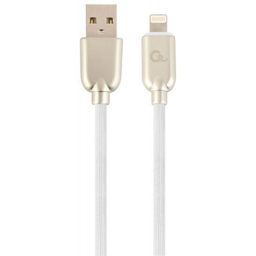 Купить USB Кабель Cablexpert USB 2.0 to Lightning 2.1A 1m Premium rubber Charge/Sync (CC-USB2R-AMLM-1M-W) White/Gold - цена в Харькове, Киеве, Днепре, Одессе
в интернет-магазине Telemart фото