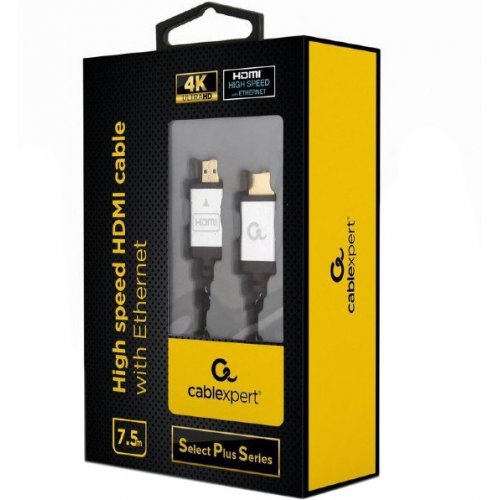 Photo Cablexpert HDMI-HDMI with ethernet 7.5m Select Plus Series (CCB-HDMIL-7.5M) Black/Silver