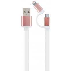 USB Кабель Cablexpert USB 2.0 to micro USB/Lightning 1m Charging Combo Charge/Sync (CC-USB2-AM8PmB-1M-PK) White/Pink