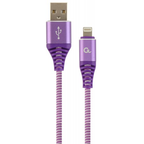 Купить USB Кабель Cablexpert USB 2.0 to Lightning 2.1A 1m Cotton braided Charge/Sync (CC-USB2B-AMLM-1M-PW) Purple/White - цена в Харькове, Киеве, Днепре, Одессе
в интернет-магазине Telemart фото