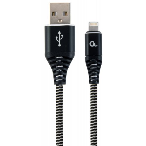 

Cablexpert USB 2.0 to Lightning 2.1A 2m Cotton braided Charge/Sync (CC-USB2B-AMLM-2M-BW) Black/White