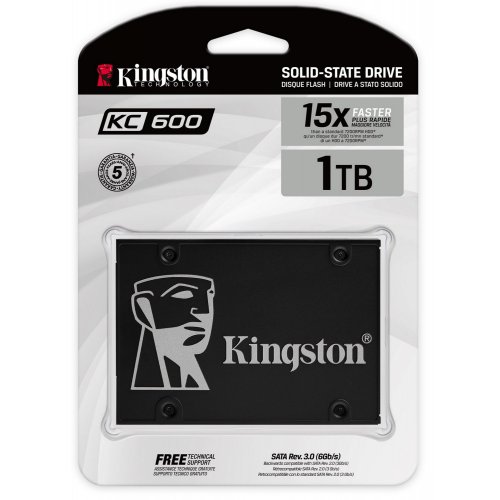 Продати SSD-диск Kingston KC600 3D TLC NAND 1TB 2.5" (SKC600B/1024G) за Trade-In у інтернет-магазині Телемарт - Київ, Дніпро, Україна фото