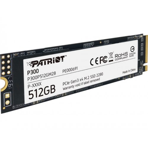 Фото SSD-диск Patriot P300 512GB M.2 (2280 PCI-E) NVMe x4 (P300P512GM28)