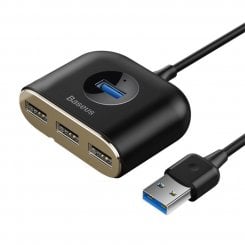 Фото USB-хаб Baseus Square Round USB 3.0 to USB 2.0 3-ports (CAHUB-AY01) Black