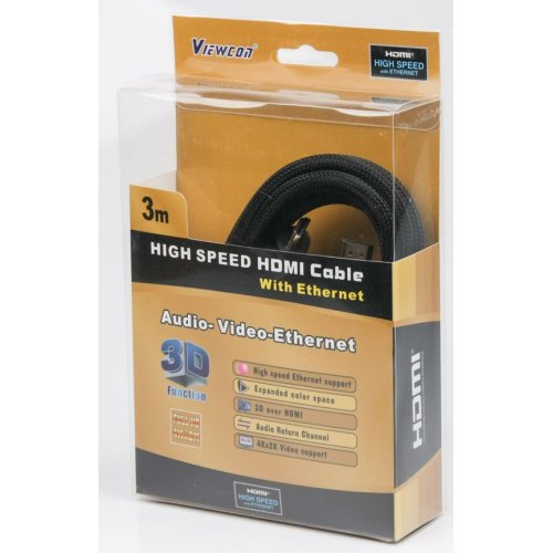 Купить Кабель Viewcon HDMI-HDMI 3m v1.4 (VC-HDMI-165-3M) - цена в Харькове, Киеве, Днепре, Одессе
в интернет-магазине Telemart фото