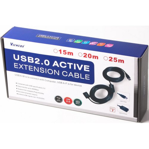 Купить Активный удлинитель Viewcon USB 2.0 AM-AF 20m (VV043-20M) - цена в Харькове, Киеве, Днепре, Одессе
в интернет-магазине Telemart фото