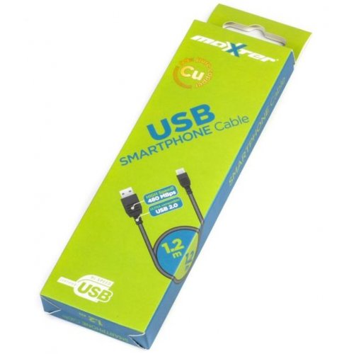 Кабель Maxxter USB 2.0 to microUSB AM-BM 1.2m (UB-AMM-1.2M) купити в Україні | Telemart фото