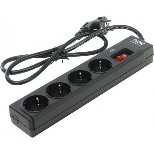 Мережевий фільтр APC Essential SurgeArrest 1 м 4 розетки (P43B-RS) Black купити в Україні: Київ, Львів, Хмельницький, Тернопіль, Івано-Франківськ | Низька ціна, відгуки, характеристики від TELEMART фото