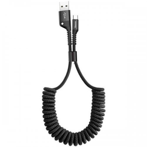 Купити Кабель Baseus Fish eye Spring USB to USB Type-C 1m Data/Charge (CATSR-01) Black - ціна в Києві, Львові, Вінниці, Хмельницькому, Франківську, Україні | інтернет-магазин TELEMART.UA фото