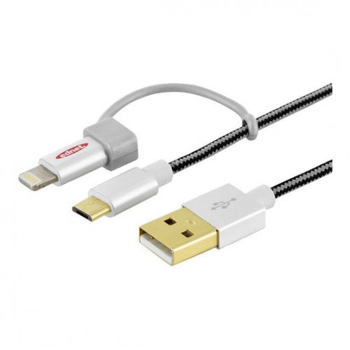 

Digitus Ednet 2in1 USB 2.0 to Lightning/microUSB 1m Data/Charge (31052) Black