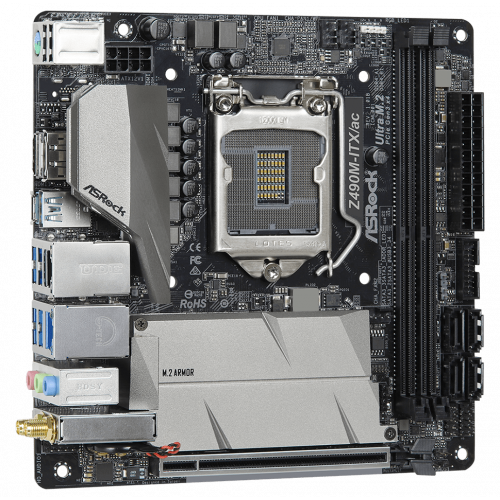 Photo Motherboard AsRock Z490M-ITX/ac (s1200, Intel Z490)