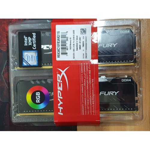 Фото Уценка озу HyperX DDR4 16GB (2x8GB) 3466Mhz Fury RGB (HX434C16FB3AK2/16) (вскрыта упаковка, 267599)