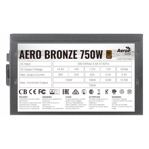 Фото Блок питания Aerocool Aero Bronze 750W (ACPB-AR75AEC.11)