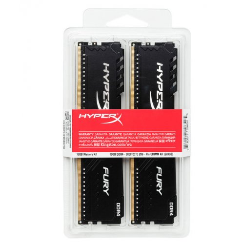 Фото ОЗП HyperX DDR4 32GB (2x16GB) 2666Mhz Fury Black (HX426C16FB4K2/32)