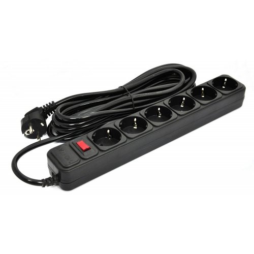 Сетевой фильтр PATRON 5 м 10A 6 розеток (EXT-PN-SP-1665) Black купить в Украине: Киев, Днепр, Харьков, Одесса  | Низкая цена, отзывы, характеристики от TELEMART фото