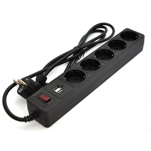 

PATRON 1.8 м 2.1A 5 розеток + 2 USB 2.0 (EXT-PN-SP-52-USB) Black