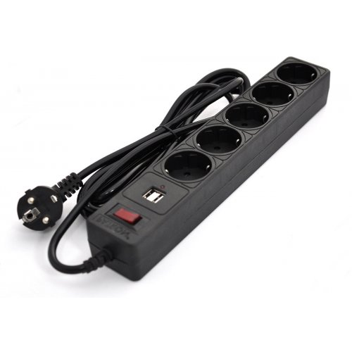 

PATRON 3 м 2.1A 5 розеток + 2 USB 2.0 (EXT-PN-SP-53-USB) Black