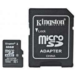 Карта пам'яті Kingston microSDHC 32GB Class 10 (с адаптером) (SDC10/32GB)