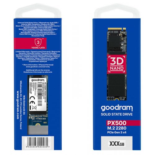 Купить SSD-диск GoodRAM PX500 3D NAND 256GB M.2 (2280 PCI-E) NVMe x4 (SSDPR-PX500-256-80) с проверкой совместимости: обзор, характеристики, цена в Киеве, Днепре, Одессе, Харькове, Украине | интернет-магазин TELEMART.UA фото