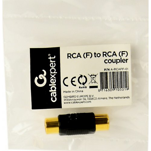 Купить Переходник Cablexpert RCA-RCA F/F (A-RCAFF-01) Black - цена в Харькове, Киеве, Днепре, Одессе
в интернет-магазине Telemart фото