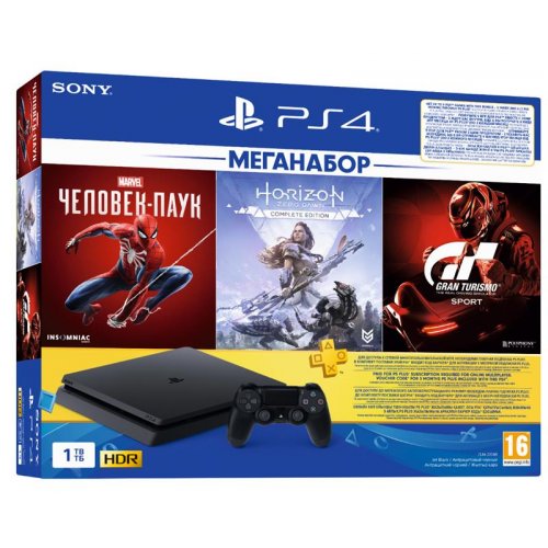Купить Sony PlayStation 4 1TB Spider Man+Gran Turismo+Horizon Zero Dawn (9391401) Black - цена в Харькове, Киеве, Днепре, Одессе
в интернет-магазине Telemart фото