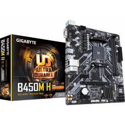 Фото Уценка материнская плата Gigabyte B450M H (sAM4, AMD B450) (Вскрыта упаковка, 299665)