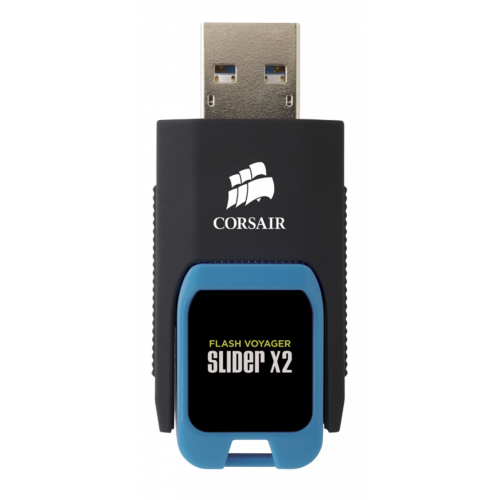 Купити Накопичувач Corsair Voyager Slider X2 USB 3.0 128GB (CMFSL3X2A-128GB) Blue - ціна в Києві, Львові, Вінниці, Хмельницькому, Франківську, Україні | інтернет-магазин TELEMART.UA фото