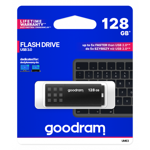 Накопитель GoodRAM UME3 128GB USB 3.0 (UME3-1280K0R11) Black купить в Украине: Киев, Днепр, Харьков, Одесса  | Низкая цена, отзывы, характеристики от TELEMART фото