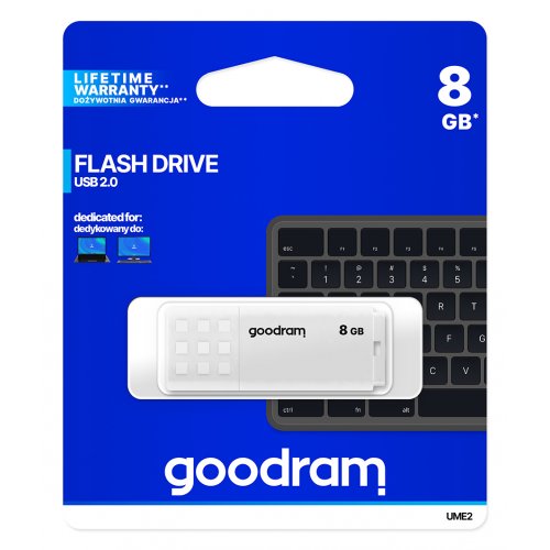 Накопичувач GoodRAM UME2 8GB USB 2.0 (UME2-0080W0R11) White купити в Україні: Київ, Львів, Хмельницький, Тернопіль, Івано-Франківськ | Низька ціна, відгуки, характеристики від TELEMART фото
