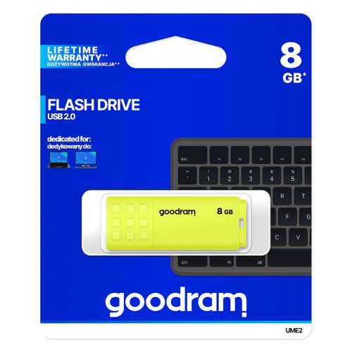Накопитель GoodRAM UME2 8GB USB 2.0 (UME2-0080Y0R11) Yellow купить в Украине: Киев, Днепр, Харьков, Одесса  | Низкая цена, отзывы, характеристики от TELEMART фото