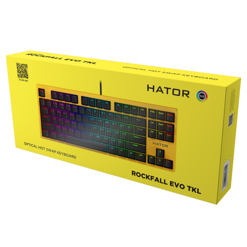 Photo Keyboard HATOR Rockfall EVO TKL Kailh Optical Black (HTK-632) Yellow
