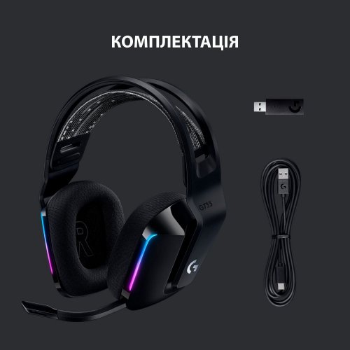 Фото Навушники Logitech G733 Lightspeed RGB Gaming (981-000864) Black