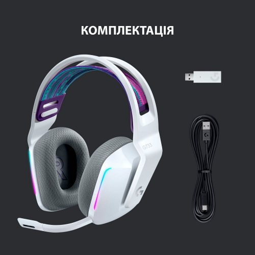 Фото Навушники Logitech G733 Lightspeed RGB Gaming (981-000883) White