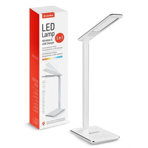 Настільна лампа ColorWay LED table lamp with wireless charging and USB (CW-DL01WC-W) White купити в Україні: Київ, Львів, Хмельницький, Тернопіль, Івано-Франківськ | Низька ціна, відгуки, характеристики від TELEMART фото