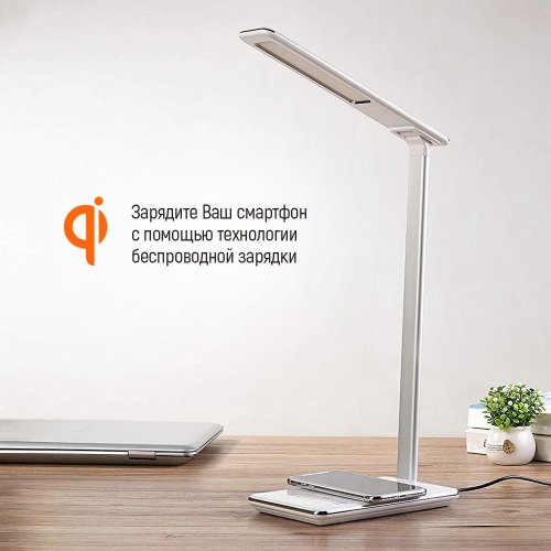 Настільна лампа ColorWay LED table lamp with wireless charging and USB (CW-DL01WC-W) White купити в Україні: Київ, Львів, Хмельницький, Тернопіль, Івано-Франківськ | Низька ціна, відгуки, характеристики від TELEMART фото