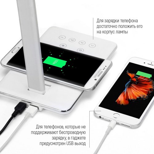Настільна лампа ColorWay LED table lamp with wireless charging and USB (CW-DL01WC-W) White купити в Україні: Київ, Львів, Хмельницький, Тернопіль, Івано-Франківськ | Низька ціна, відгуки, характеристики від TELEMART фото