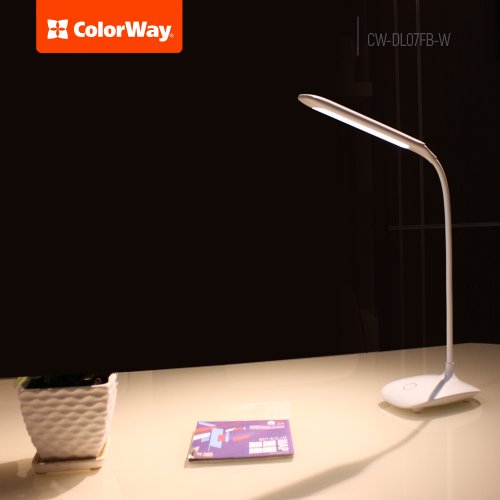 Купити Настільна лампа ColorWay LED table lamp flexible 360 with built-in battery (CW-DL07FB-W) White - ціна в Києві, Львові, Вінниці, Хмельницькому, Франківську, Україні | інтернет-магазин TELEMART.UA фото