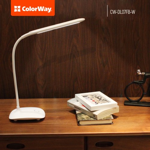 Купити Настільна лампа ColorWay LED table lamp flexible 360 with built-in battery (CW-DL07FB-W) White - ціна в Києві, Львові, Вінниці, Хмельницькому, Франківську, Україні | інтернет-магазин TELEMART.UA фото