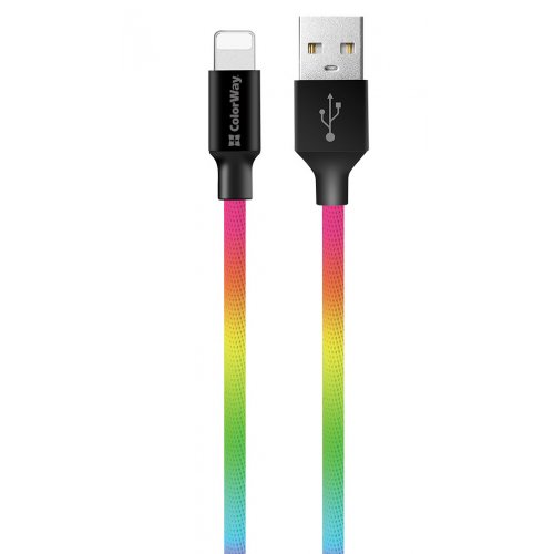 Купить Кабель ColorWay USB to Lightning 2.4A 1m (CW-CBUL016-MC) Multicolor - цена в Харькове, Киеве, Днепре, Одессе
в интернет-магазине Telemart фото