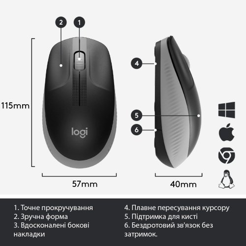 Фото Мышка Logitech M190 (910-005906) Mid Grey