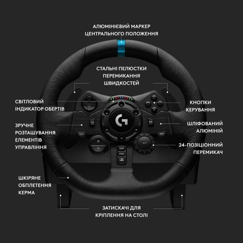 Купити Кермо Logitech G923 Trueforce Racing Wheel and Pedals (941-000149) Black - ціна в Києві, Львові, Вінниці, Хмельницькому, Франківську, Україні | інтернет-магазин TELEMART.UA фото