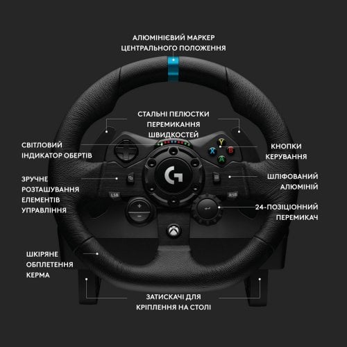 Купить Руль Logitech G923 Trueforce Racing Wheel and Pedals (941-000158) Black - цена в Харькове, Киеве, Днепре, Одессе
в интернет-магазине Telemart фото