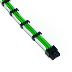 Фото Кастомный кабель для видеокарты EVOLVE Custom PCI-E Cable 6+2pin 0.3m (EV-PCIEMF-03GW) Green/White