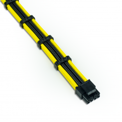 Фото Кастомный кабель для видеокарты EVOLVE Custom PCI-E Cable 6+2pin 0.3m (EV-PCIEMF-03BkY) Black/Yellow