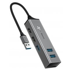 USB-хаб Baseus Cube USB to USB 3.0 3 port + USB 2.0 2 ports (CAHUB-C0G) Dark Gray