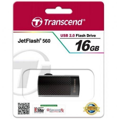 Купить Накопитель Transcend JetFlash 560 16GB Black (TS16GJF560) - цена в Харькове, Киеве, Днепре, Одессе
в интернет-магазине Telemart фото